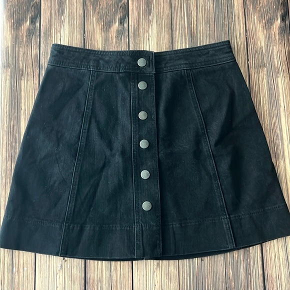 Madewell Black Button Down Denim Skirt 2 - Picture 1 of 5
